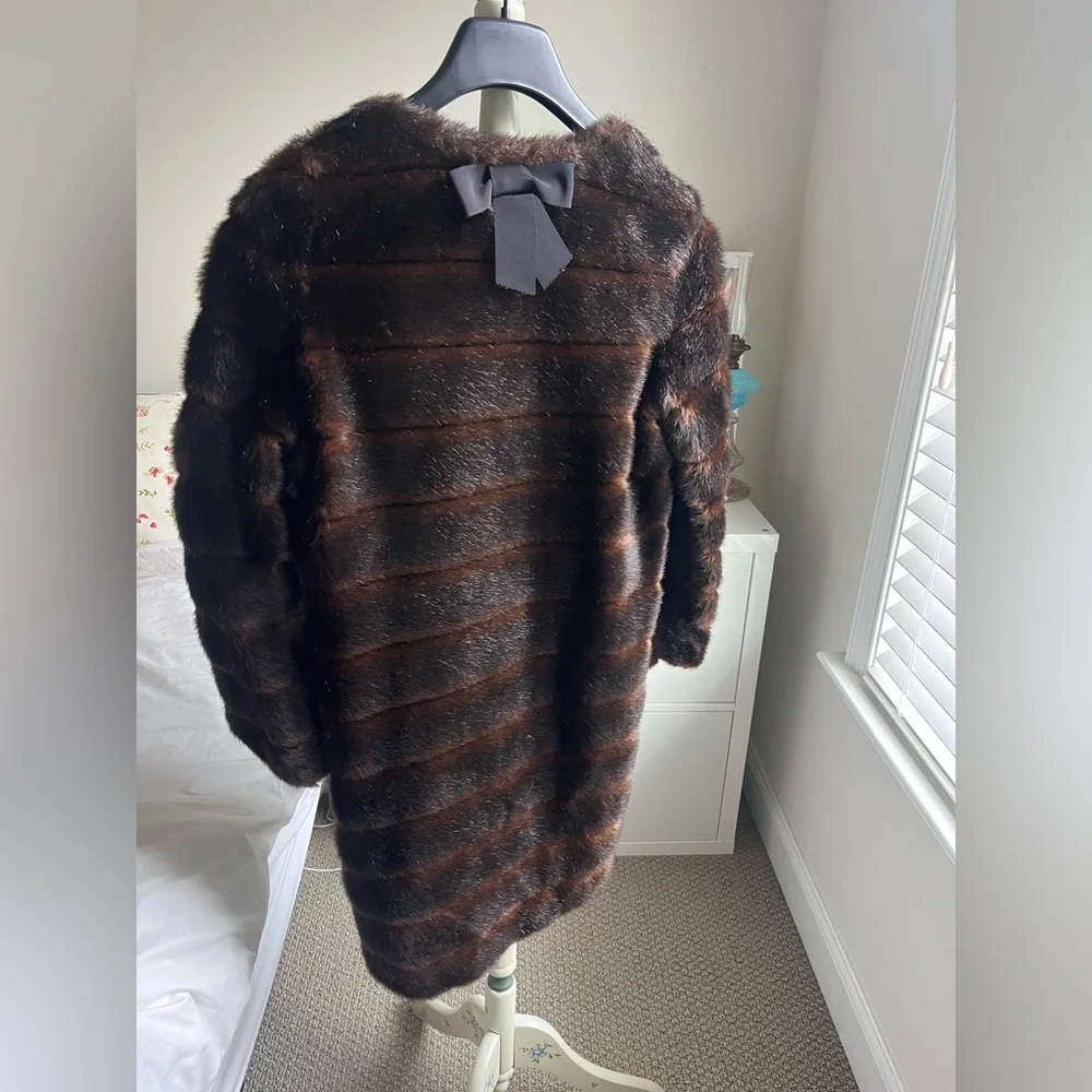 Kate Spade Rossalyn brown faux fur coat - Picture 3 of 7